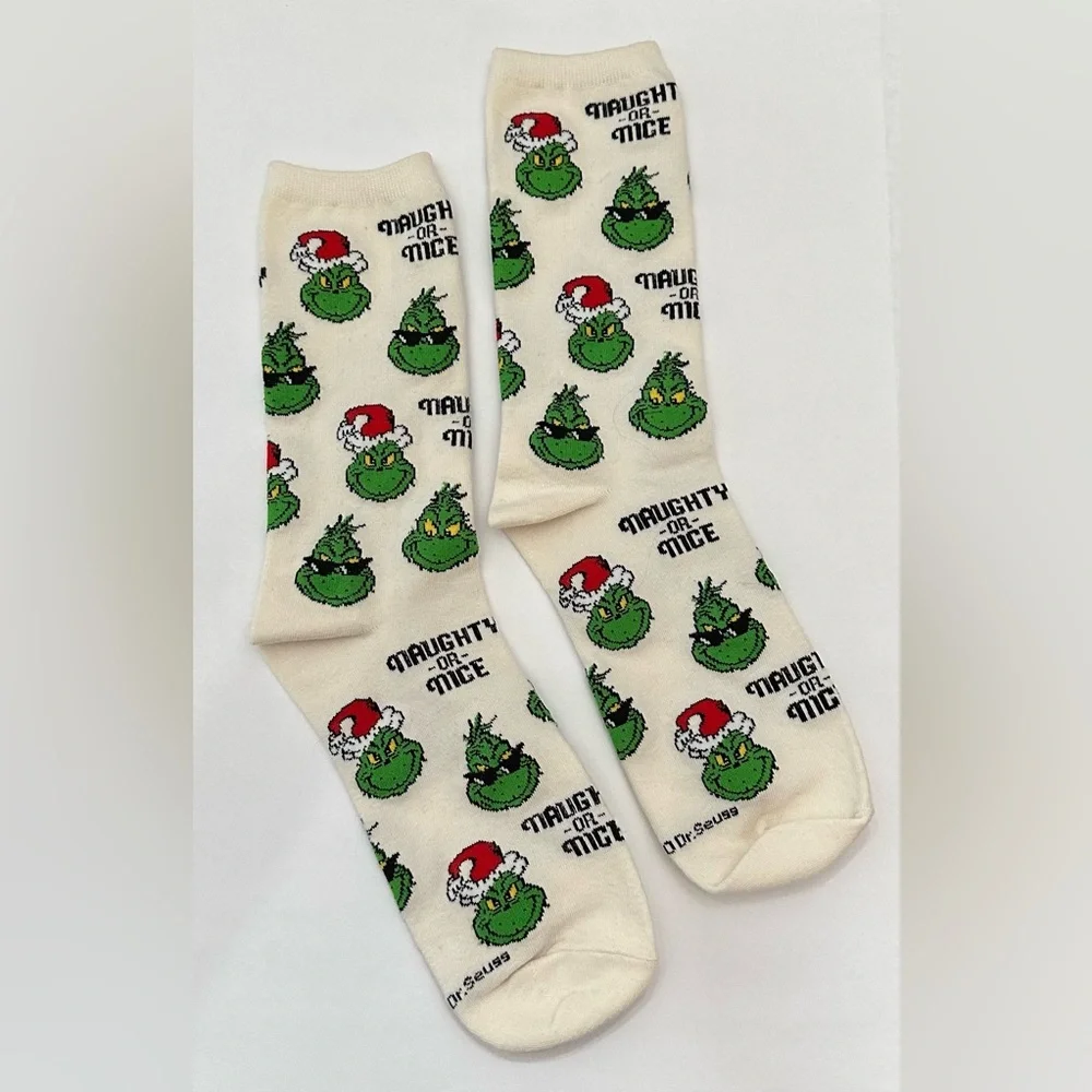 NWOT American Eagle The Grinch Crew Sock in White One Size